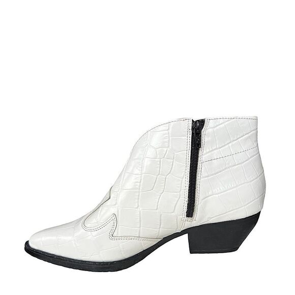 Gabriella Western Croc Embossed White Leather Bootie NWT - Picture 6 of 16